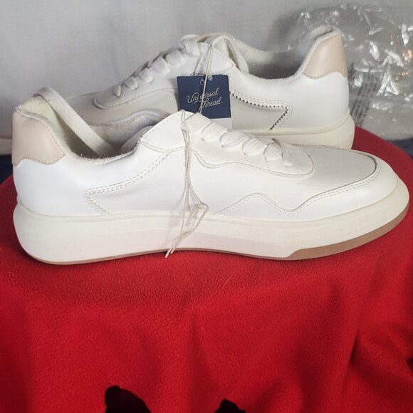 Universal Thread Goods White Leather Flocked Lace Up Flora Athletic Shoes Sz 9.5 - Picture 10 of 16